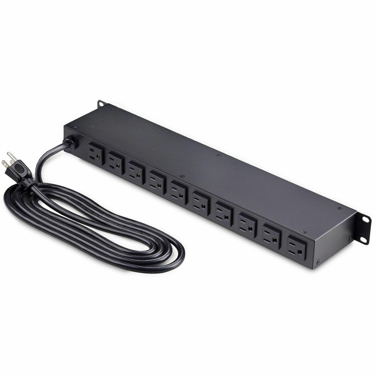 StarTech.com 16-Outlet Horizontal Rack Mount Metered PDU, 1U Server Power Strip w/Surge Protector, 125V/15A, 8ft (2.4m) Power Cord, TAA