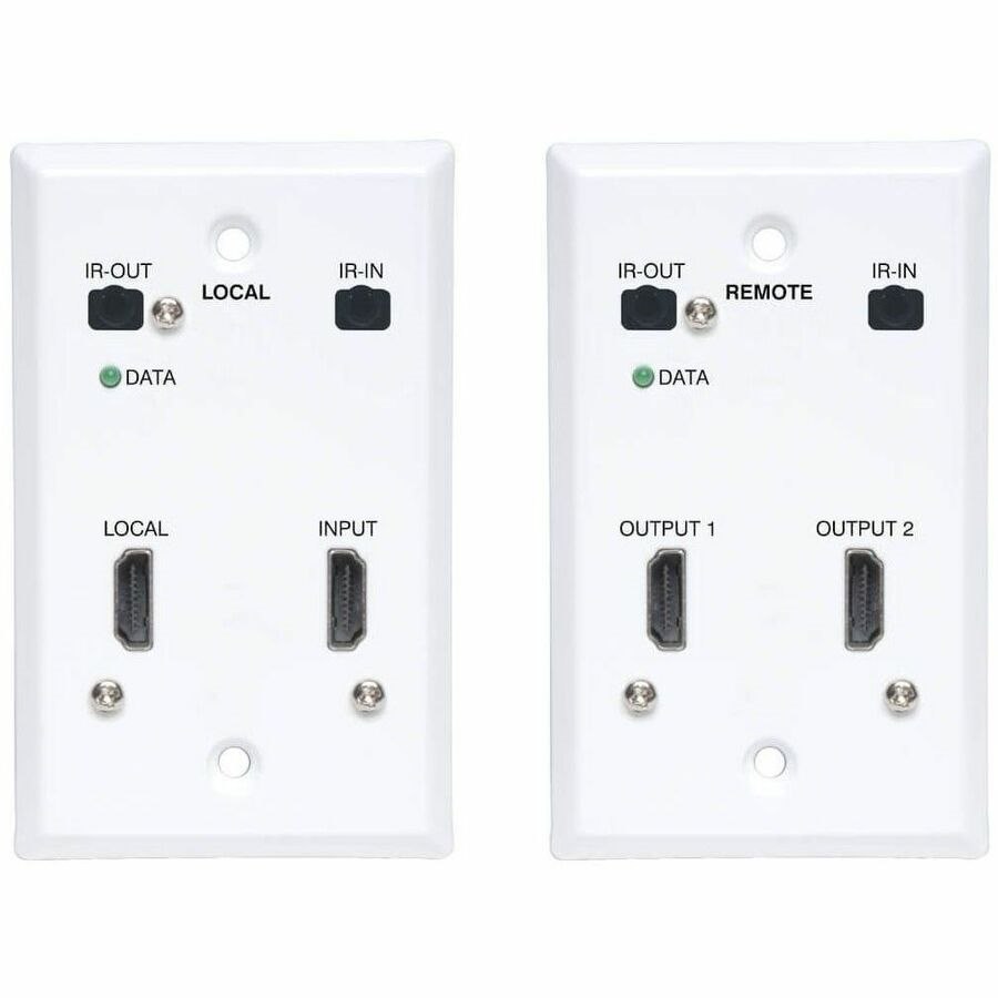 Eaton Tripp Lite Series HDMI over Cat6 Extender Kit, Wallplate, 4K 60Hz, HDR, Dual Output, IR, PoC, 230 ft., TAA