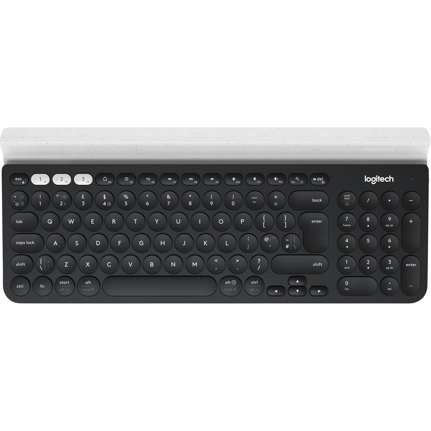 Logitech K780 Keyboard - Wireless Connectivity - USB Interface - Finnish, Norwegian, Danish, Swedish - Dark Grey