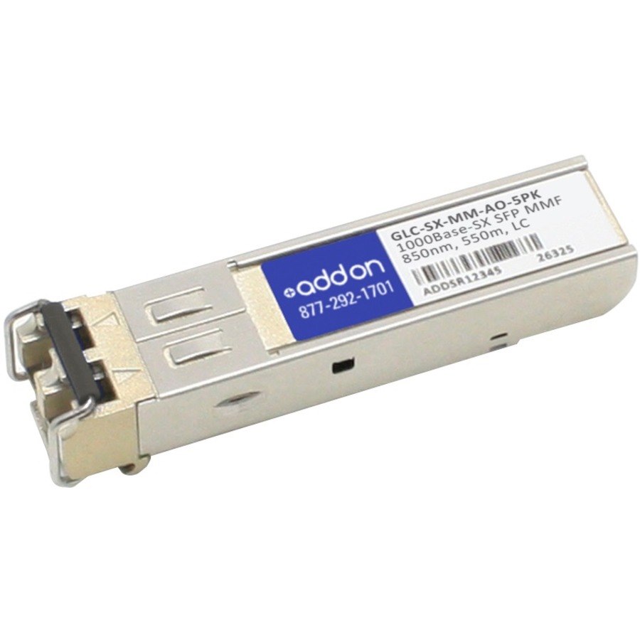 AddOn 5-Pack of Cisco GLC-SX-MM Compatible TAA Compliant 1000Base-SX SFP Transceiver (MMF, 850nm, 550m, LC)