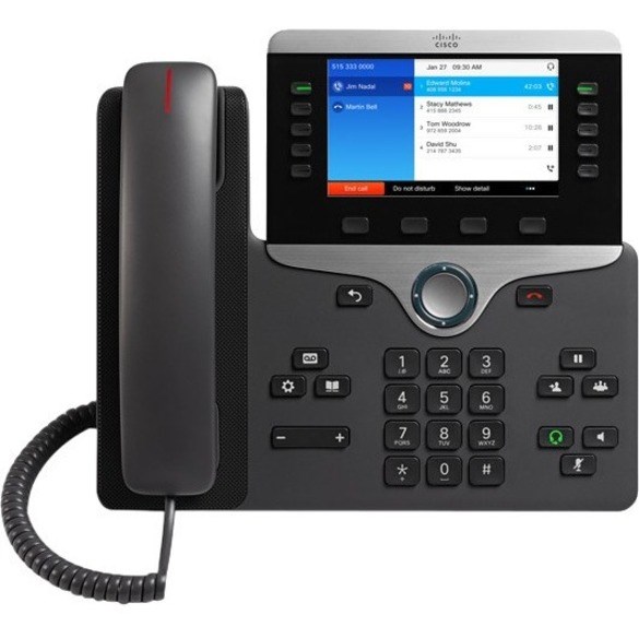 Cisco 8851 IP Phone - Corded/Cordless - Corded - Bluetooth - Wall Mountable - Charcoal