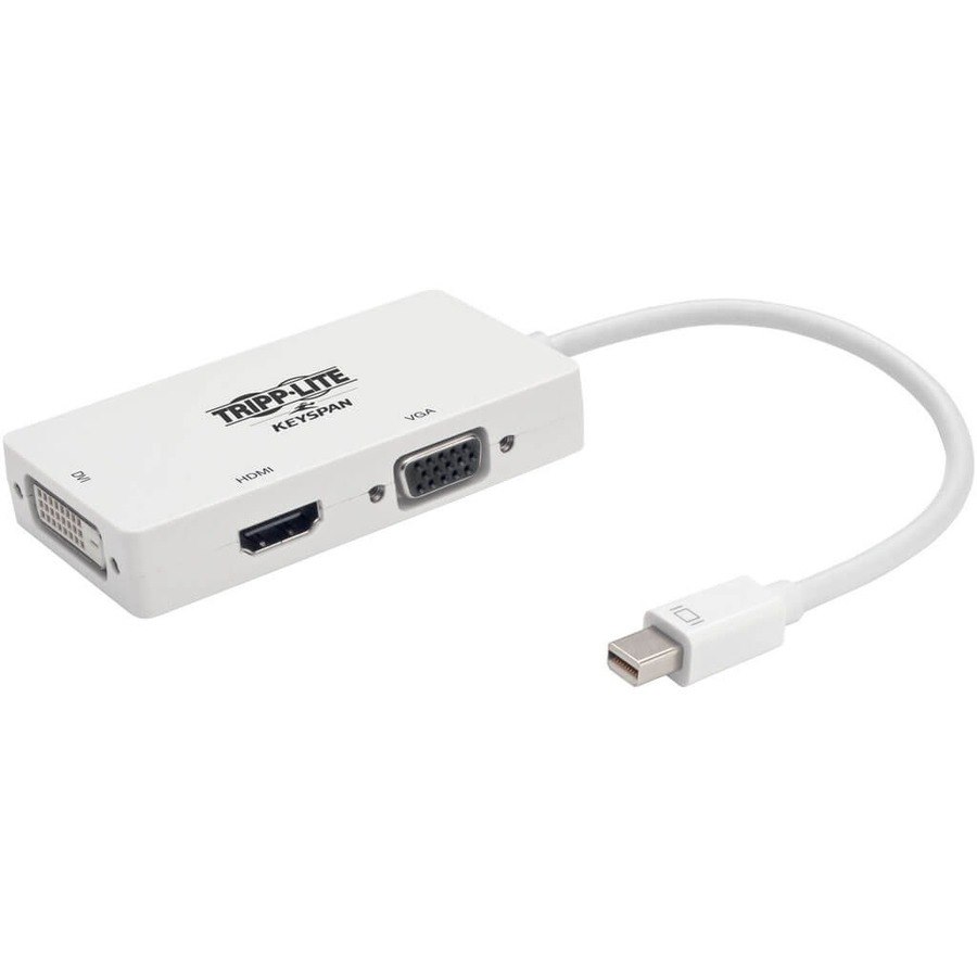 Tripp Lite by Eaton Keyspan Mini DisplayPort to VGA/DVI/HDMI All-in-One Video Converter Adapter, White, 6-in. (15.24 cm)