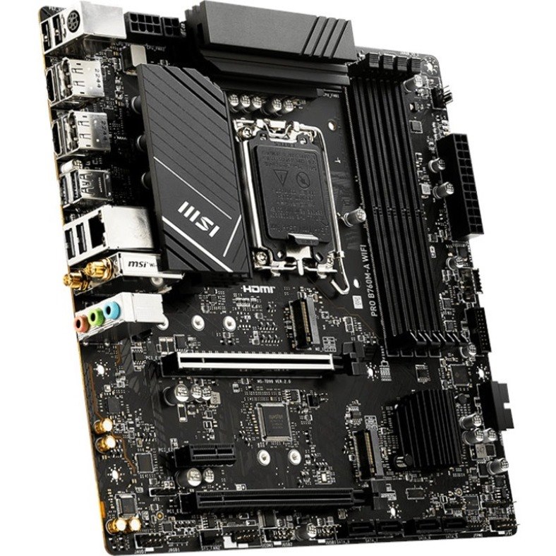 MSI Pro PRO B760M-A WIFI DDR5 Gaming Desktop Motherboard - Intel B760 Chipset - Socket LGA-1700 - Micro ATX
