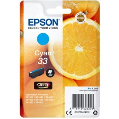 Epson Claria 33 Original Inkjet Ink Cartridge - Cyan - 1 Pack