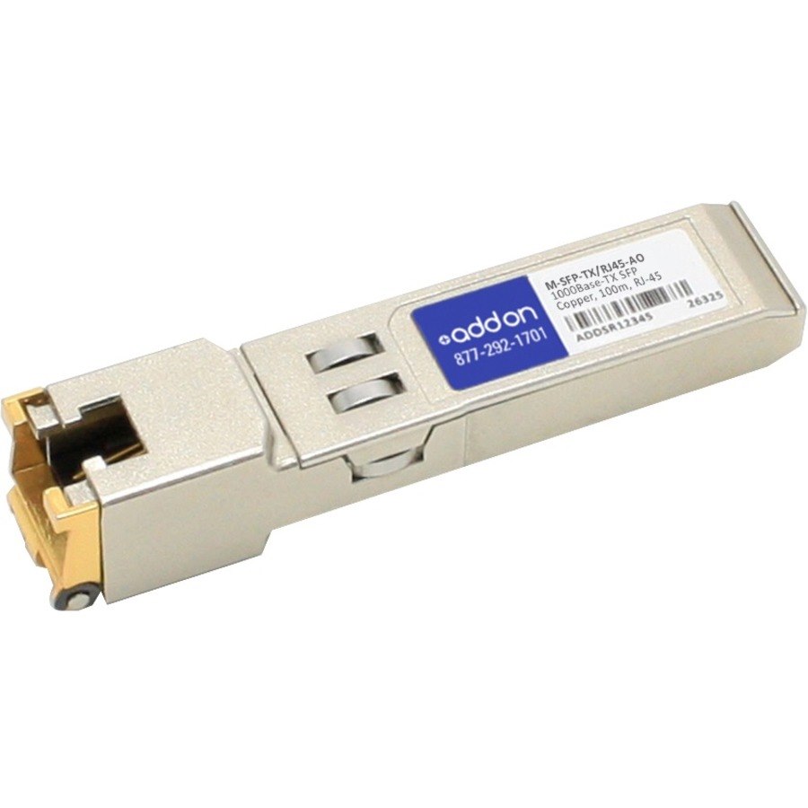 AddOn SFP (mini-GBIC) - 1 x RJ-45 1000Base-T Network - 1 Pack - TAA Compliant