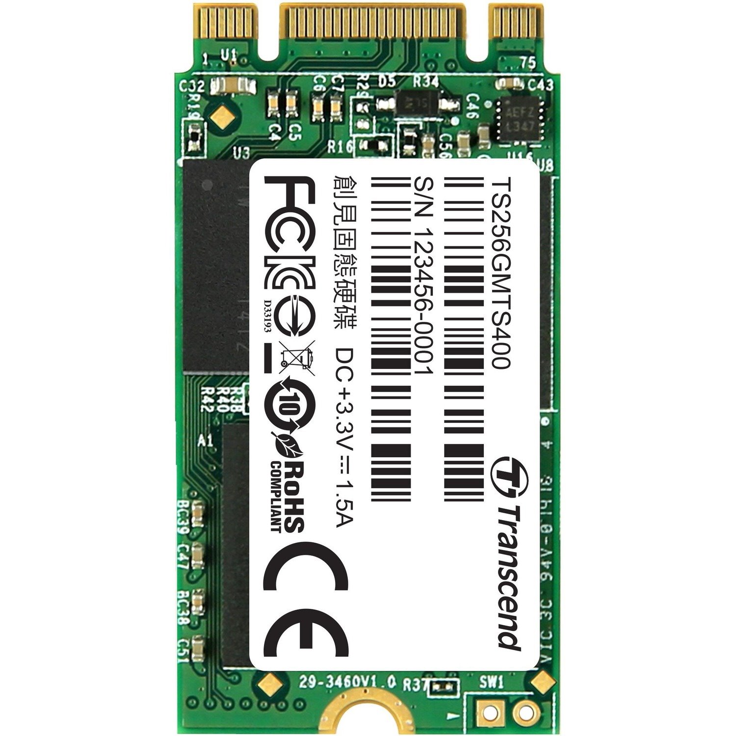 Transcend MTS400 256 GB Solid State Drive - M.2 Internal - SATA (SATA/600)