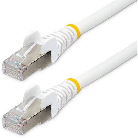 StarTech.com 50cm CAT6a Ethernet Cable, White Low Smoke Zero Halogen (LSZH) 10 GbE 100W PoE S/FTP Snagless RJ-45 Network Patch Cord