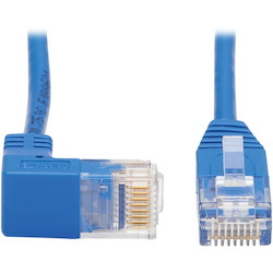 Tripp Lite by Eaton Down-Angle Cat6 Gigabit Molded Slim UTP Ethernet Cable (RJ45 Right-Angle Down M to RJ45 M) Blue 15 ft. (4.57 m)