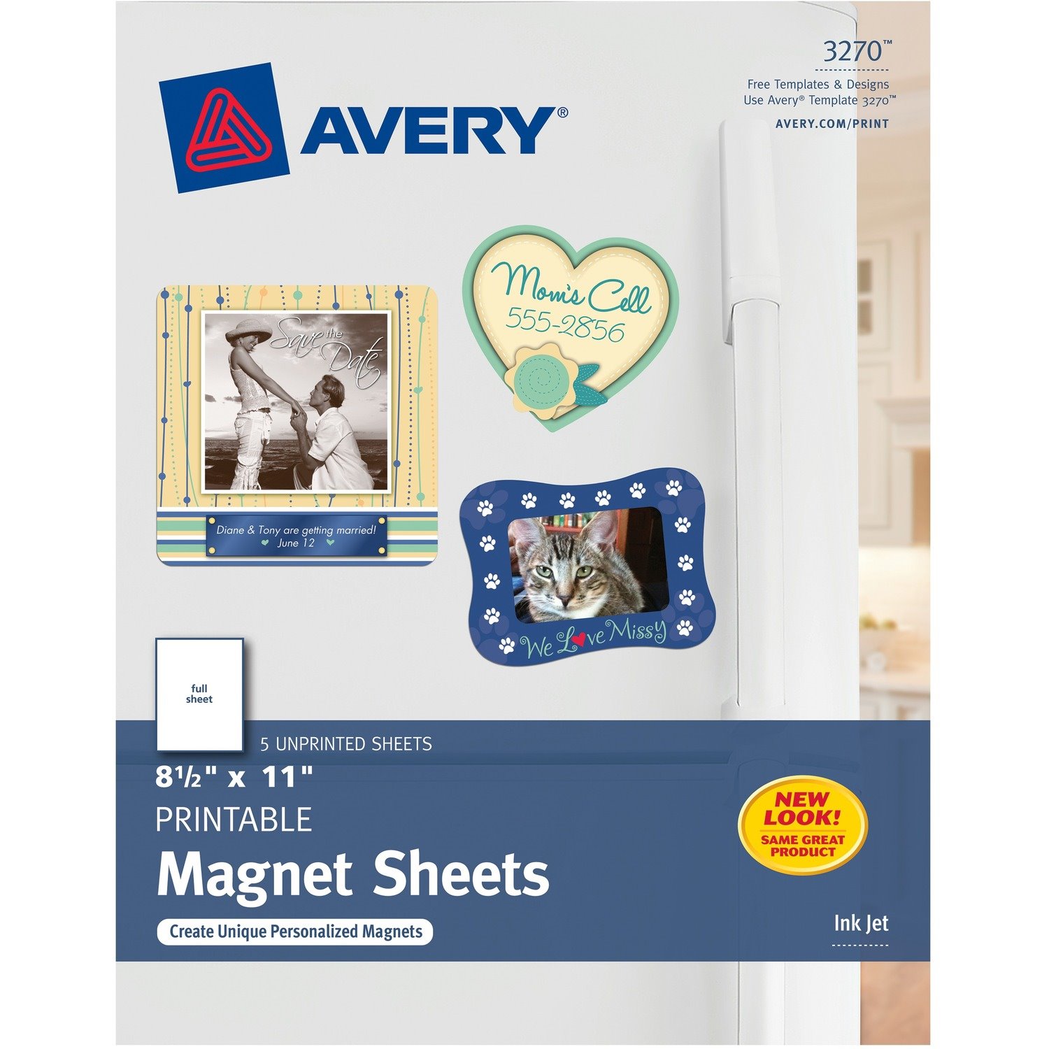 Avery&reg; Printable Magnet Sheets, 8.5" x 11" , 5 Sheets (3270)