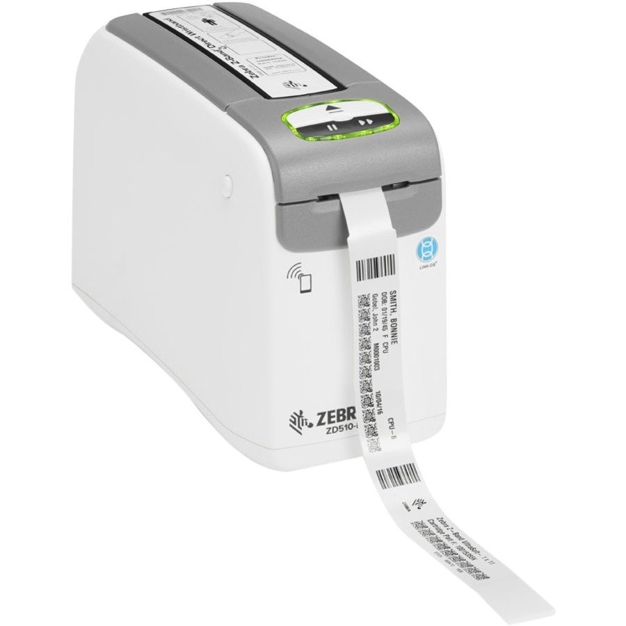 Zebra ZD510-HC Direct Thermal Printer - Monochrome - Portable - Wristband Print - USB - Bluetooth - Wireless LAN