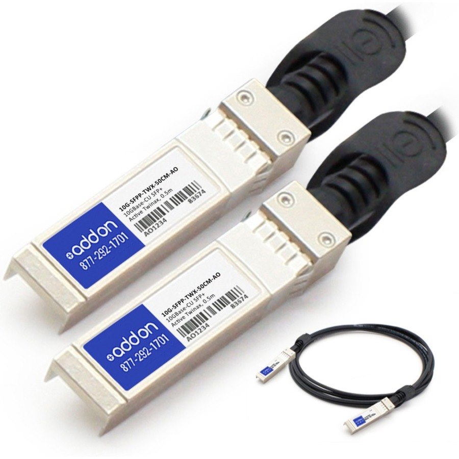 Brocade (Formerly) Compatible TAA Compliant 10GBase-CU SFP+ to SFP+ Direct Attach Cable (Active Twinax, 50cm)