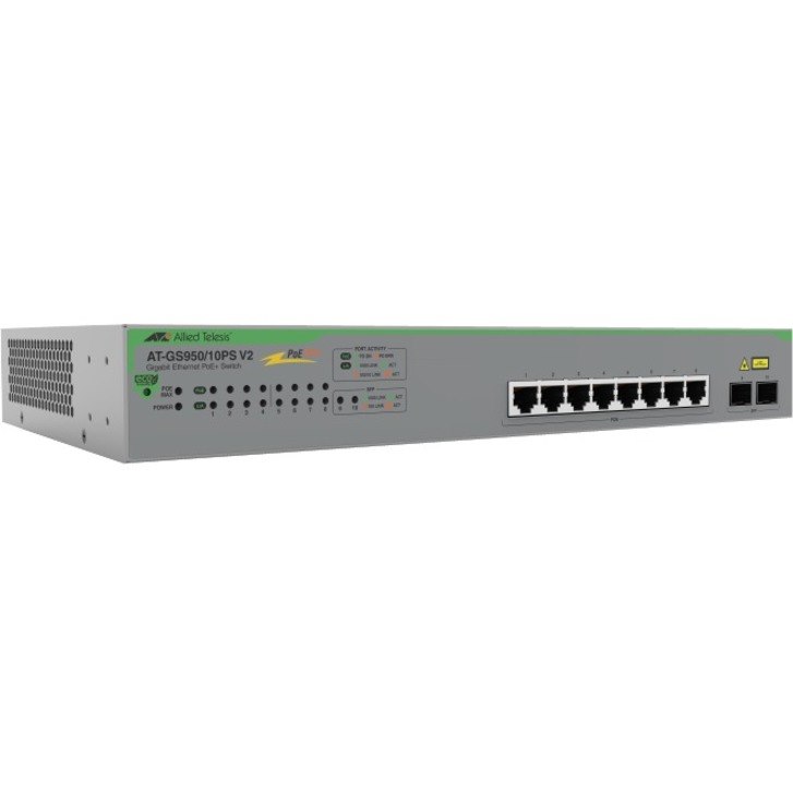 Allied Telesis GS950 V2 GS950/10PS V2 8 Ports Manageable Ethernet Switch - Gigabit Ethernet - 10/100/1000Base-T, 100/1000Base-X