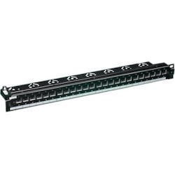 molex 19" 1U 24 Port Unloaded Shielded Keystone Patch Panel with Cable Management Bar