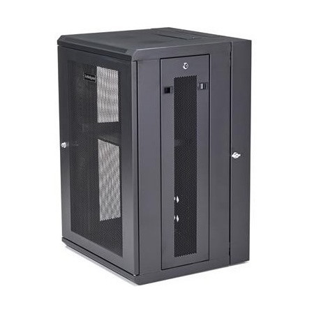 StarTech.com 4-Post 18U Wall Mount Network Cabinet, 19" Hinged Wall-Mounted Server Rack for Data / IT Equipment, Lockable Rack Enclosure