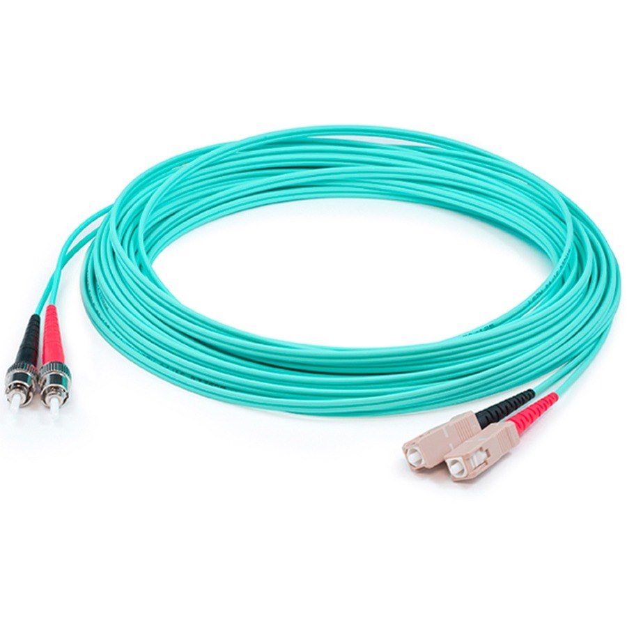 AddOn 30m SC (Male) to ST (Male) Aqua OM4 Duplex Fiber OFNR (Riser-Rated) Patch Cable