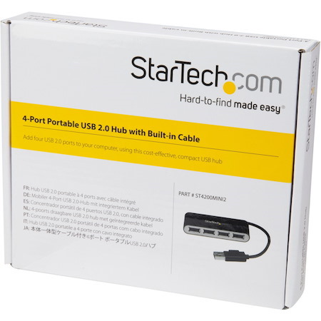 StarTech.com 4 Port USB Hub &acirc;&euro;" 4 x USB 2.0 port &acirc;&euro;" Bus Powered &acirc;&euro;" USB Adapter &acirc;&euro;" USB Splitter &acirc;&euro;" Multi Port USB Hub &acirc;&euro;" USB 2.0 Hub