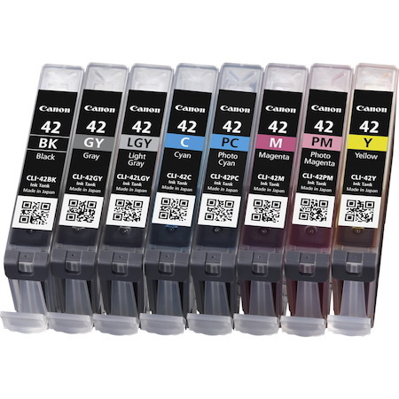 Canon CLI-42 Original Inkjet Ink Cartridge - Multi-pack - Black, Grey, Light Grey - 8 / Pack