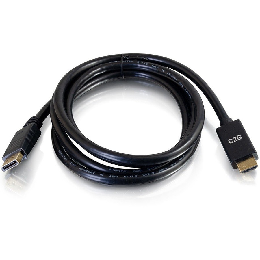 C2G 6ft DisplayPort to HDMI Cable - DP to HDMI Adapter Cable - DisplayPort 1.2a HDMI 1.4b - 4K 30Hz - M/M