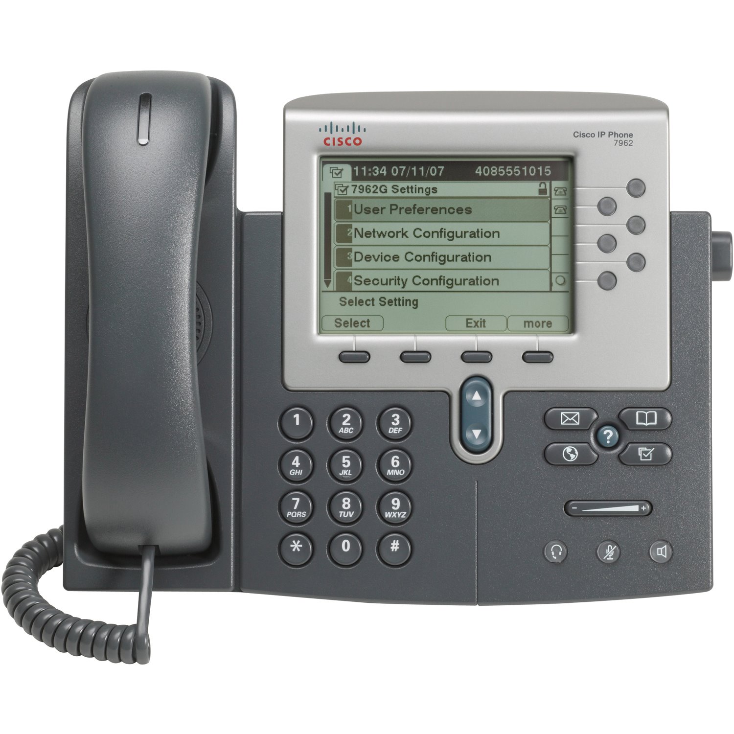 Cisco Unified 7962G IP Phone - Wall Mountable, Desktop - Dark Gray, Silver