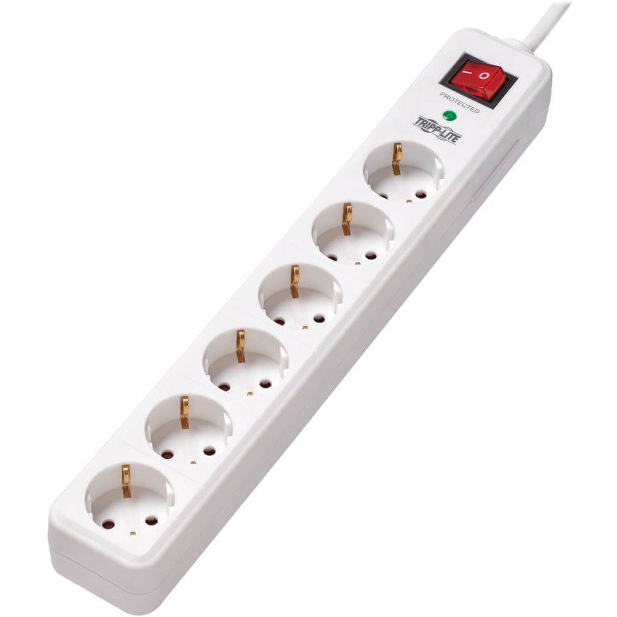 Tripp Lite by Eaton 6-Outlet Surge Protector - German Type F Schuko Outlets 220-250V AC 16A 1.8 m Cord Schuko Plug White