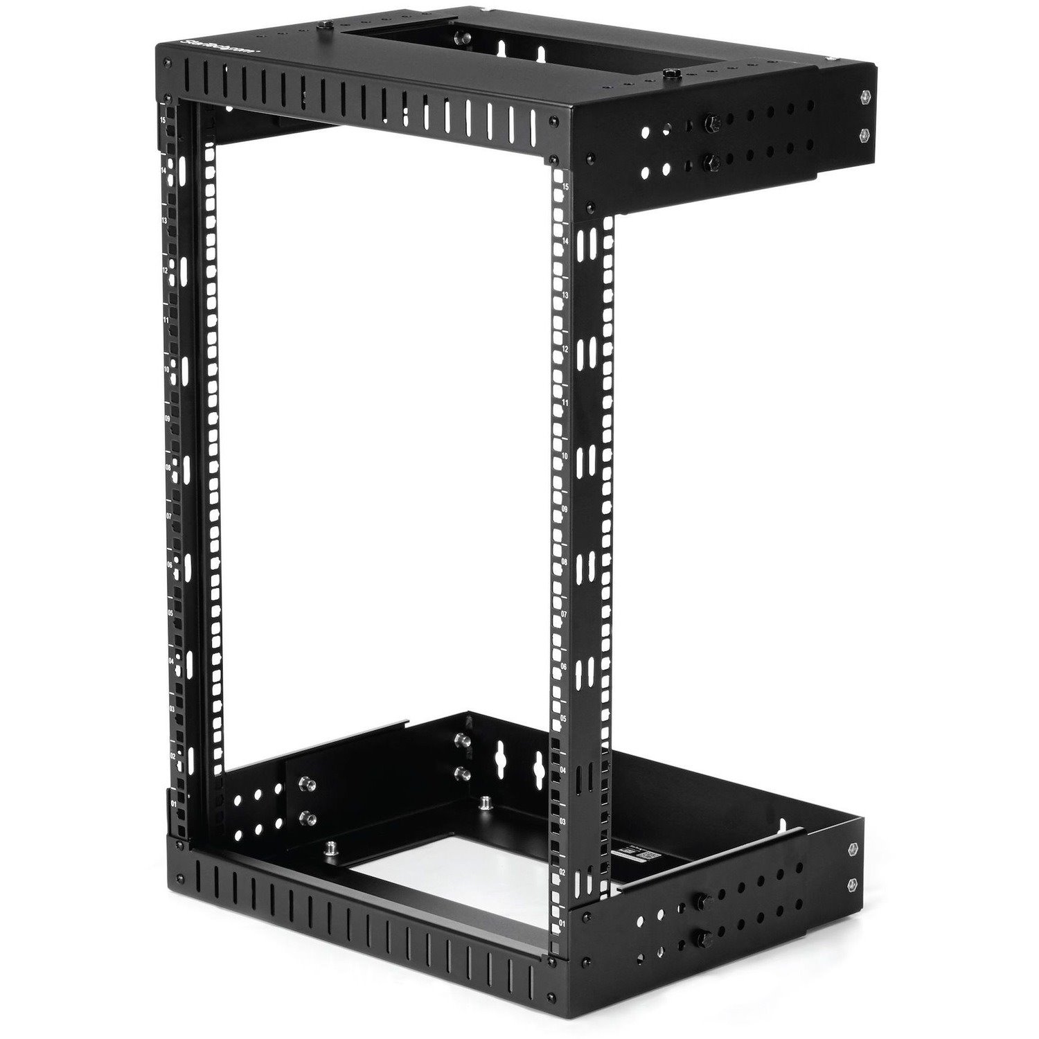 StarTech.com 2-Post 15U Heavy-Duty Wall Mount Network Rack, 19" Open Frame Server Rack with Adjustable Depth, Data Rack for IT Equipment~