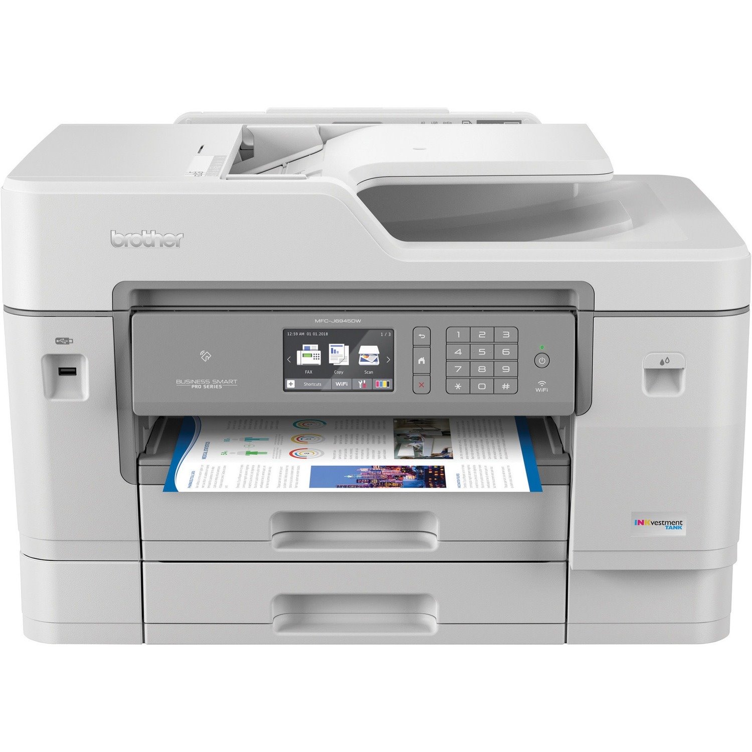 Brother MFC-J6945DW INKvestment Tank Color Inkjet All-in-One Printer with Wireless, Duplex Printing, NFC, 11" x 17" Scan Glass and Up to 1-Year of Ink In-box