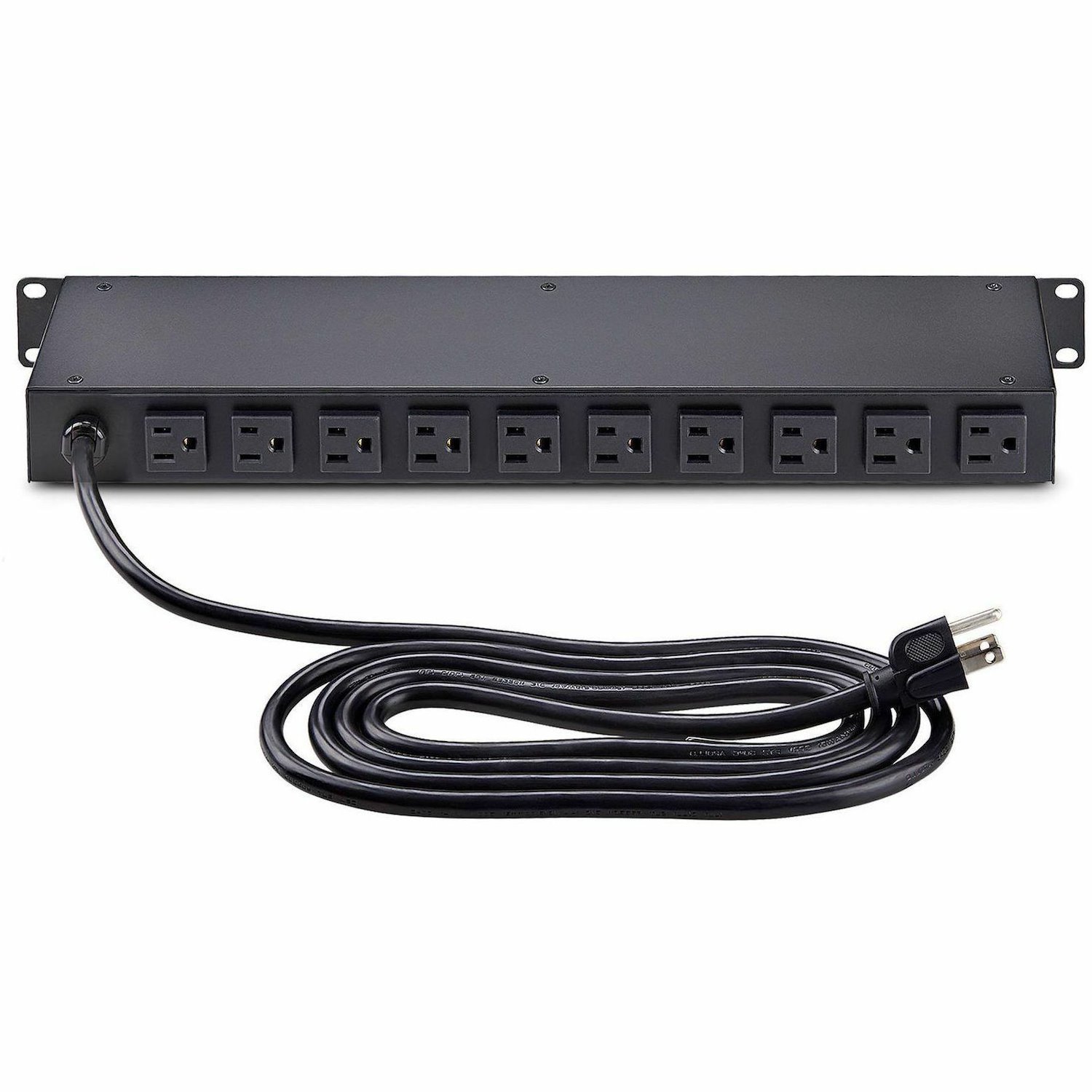 StarTech.com 12-Outlet Horizontal Rack Mount Metered PDU, 1U Server Power Strip w/Surge Protector, 125V/15A, 8ft (2.4m) Power Cord, TAA