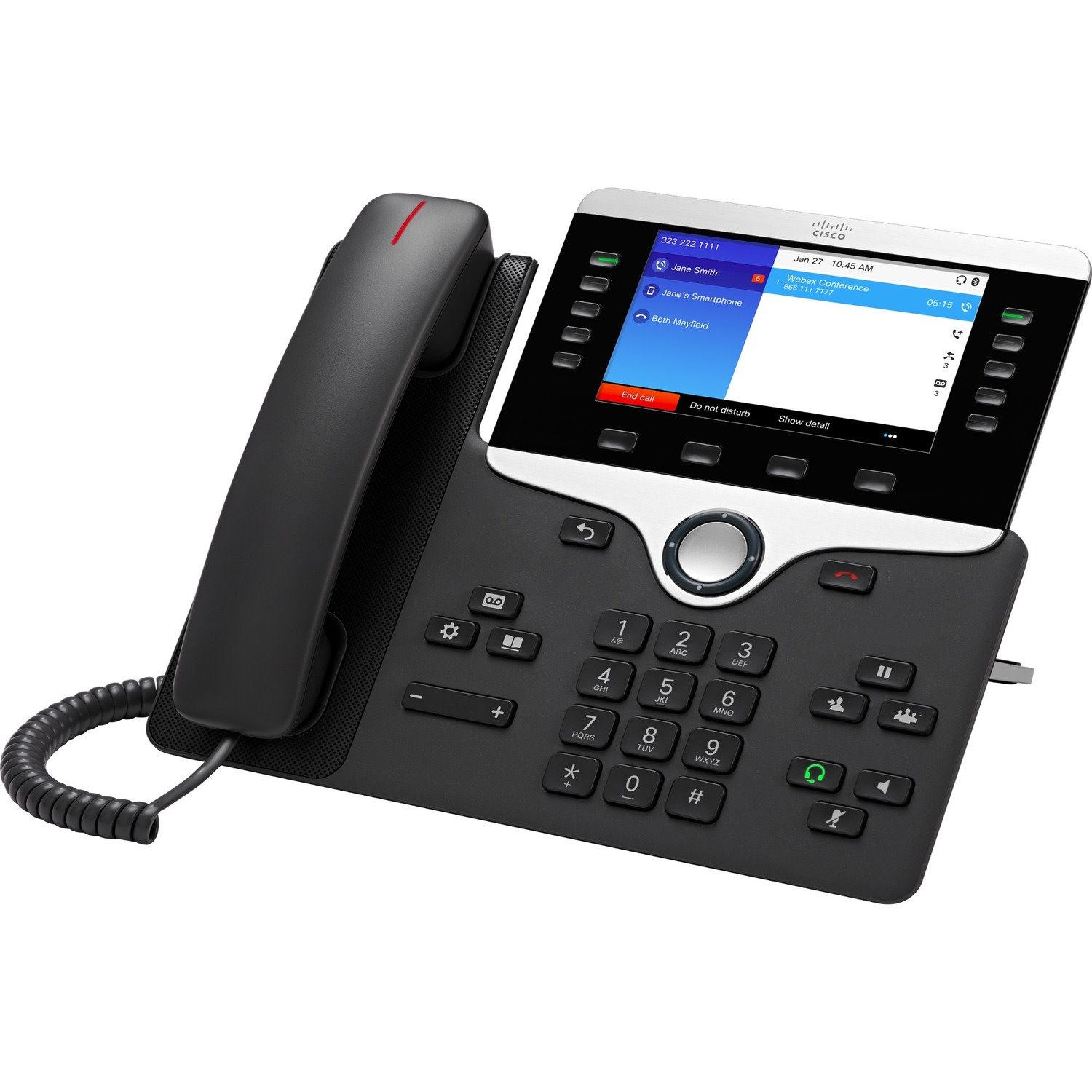 Cisco 8851 IP Phone - Corded/Cordless - Corded - Bluetooth - Tabletop, Wall Mountable - Charcoal
