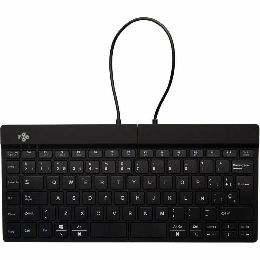 R-Go Split Break Keyboard - Wireless Connectivity - Spanish - QWERTY Layout - Black