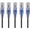 Monoprice 5-Pack, SlimRun Cat6A Ethernet Network Patch Cable, 5ft Black