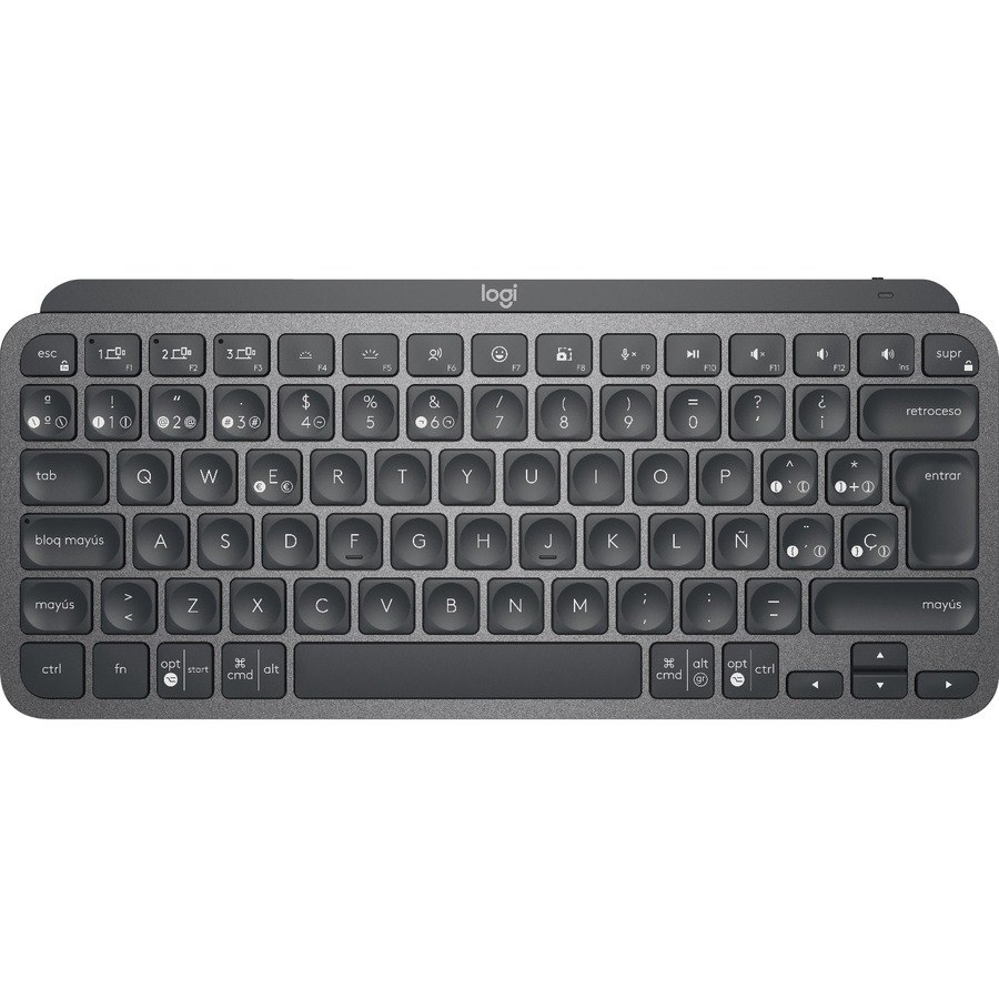 Logitech MX Keys Mini Keyboard - Wireless Connectivity - LED - Spanish - QWERTY Layout - Graphite