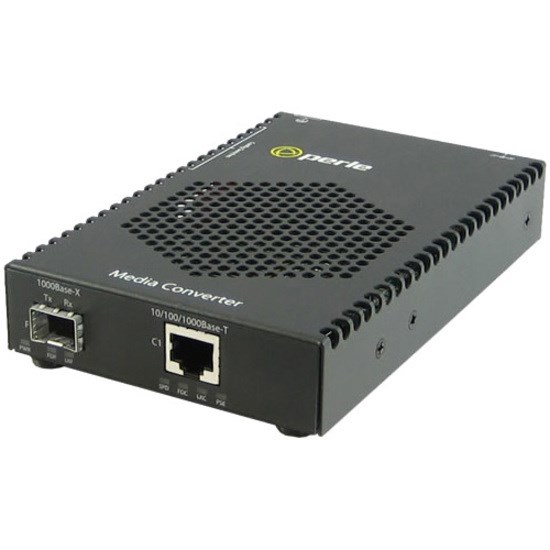 Perle 10/100/1000 Industrial Temperature PoE+ SFP Media Converter