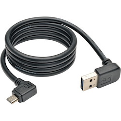 Tripp Lite by Eaton 3ft USB Charging Cable Reversible Up/Down Angle A to Right 5Pin Micro B