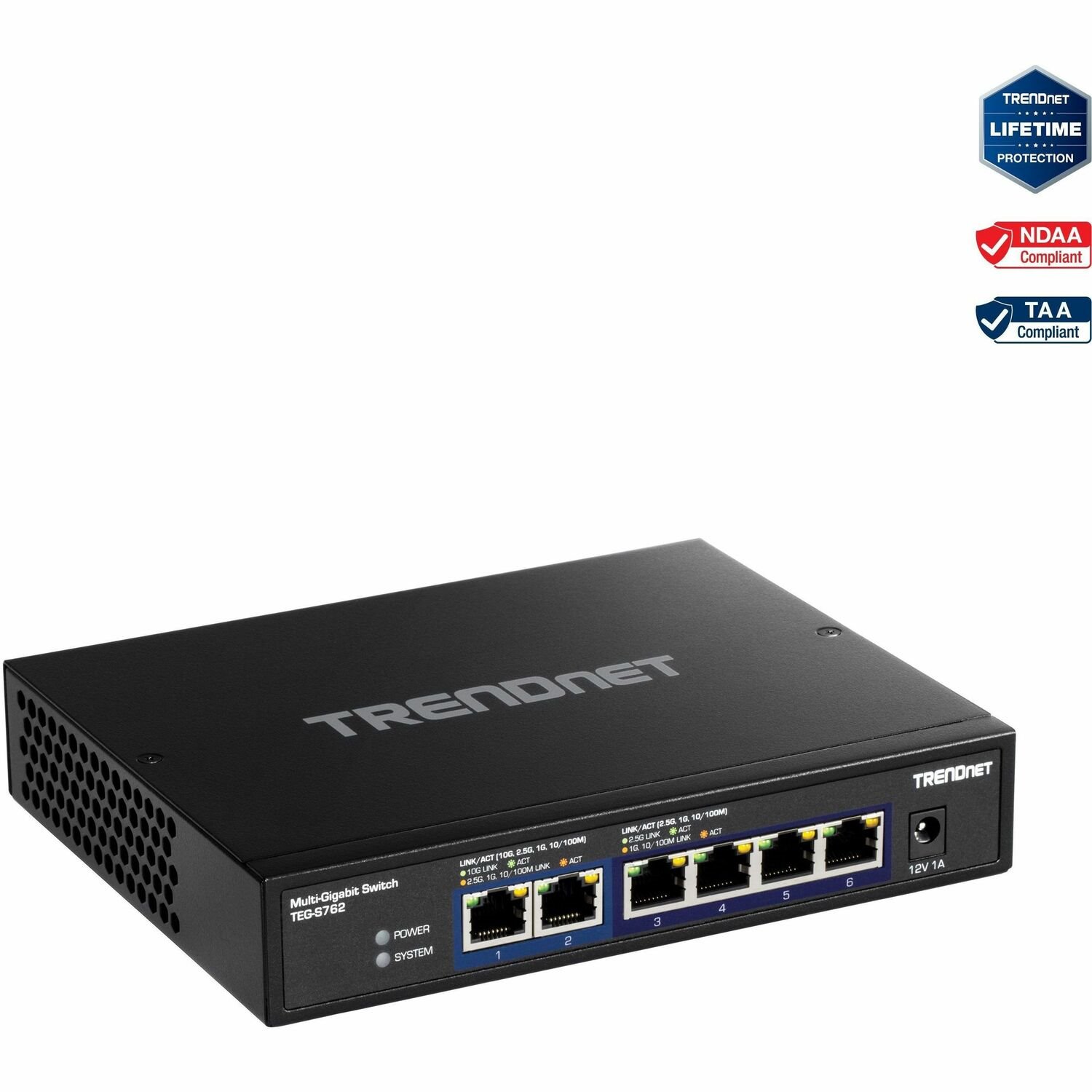 TRENDnet TEG-S762 6 Ports Ethernet Switch - 2.5 Gigabit Ethernet, 10 Gigabit Ethernet - 2.5GBase-T, 10GBase-T - TAA Compliant
