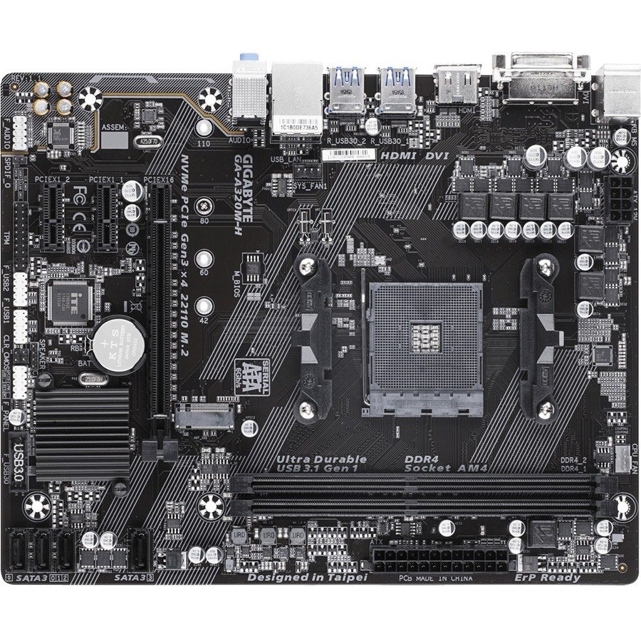 Gigabyte Ultra Durable GA-A320M-H Desktop Motherboard - AMD A320 Chipset - Socket AM4 - Micro ATX