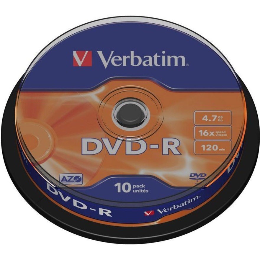 Verbatim DVD Recordable Media - DVD-R - 16x - 4.70 GB - 10 Pack Spindle