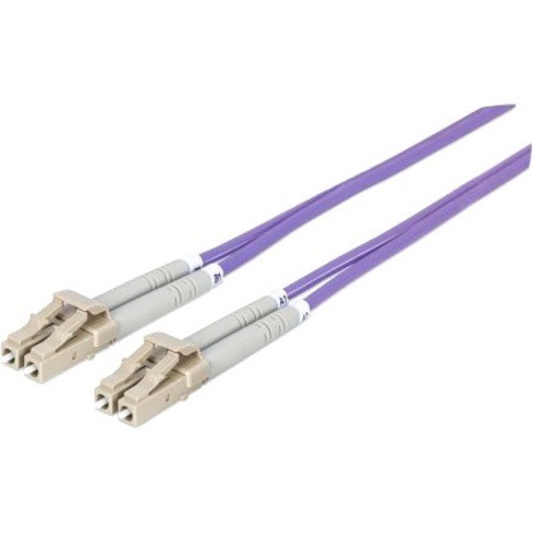 Intellinet Network Solutions Fiber Optic Patch Cable, LC/LC, OM4, 50/125, Multimode, Duplex, Violet, 3 ft (1 m)