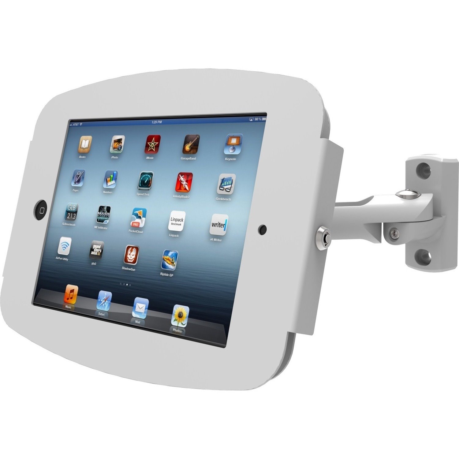 Compulocks iPad Pro 12.9" (3-6th Gen) Space Enclosure Swing Wall Mount White