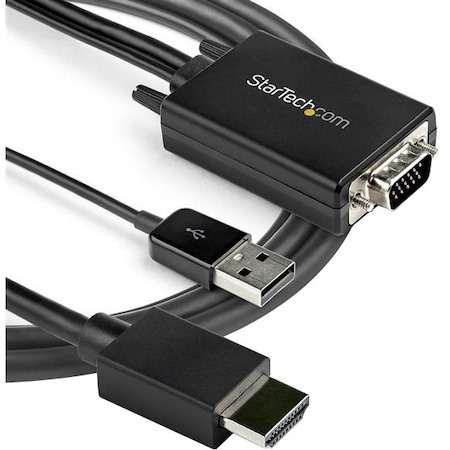 StarTech.com 2m VGA to HDMI Converter Cable with USB Audio Support - 1080p Analog to Digital Video Adapter Cable - Male VGA to Male HDMI