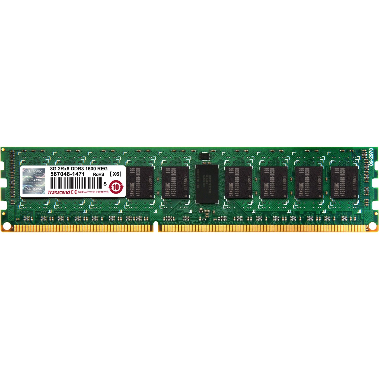 Transcend 8GB of DDR3 the Memory 240Pin Long-DIMM DDR3-1600 ECC Registered Memory