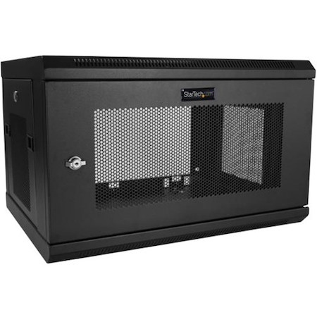 StarTech.com 2-Post 6U Wall Mount Network Cabinet, 19" Wall-Mounted Server Rack for Data / IT Equipment, Small Lockable Rack Enclosure