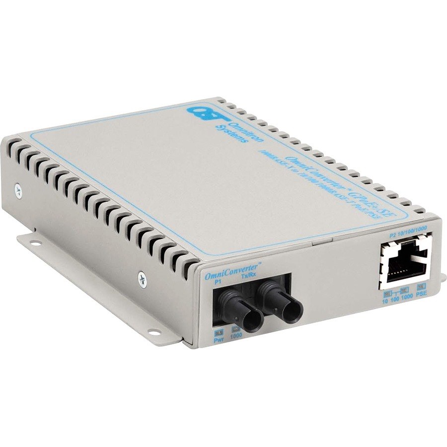 OmniConverter SE 10/100/1000 PoE+ Gigabit Ethernet Fiber Media Converter Switch RJ45 ST Single-Mode 12km