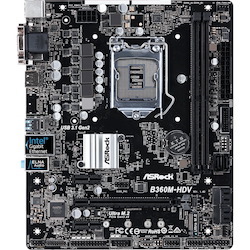 ASRock B360M-HDV Desktop Motherboard - Intel B360 Chipset - Socket H4 LGA-1151 - Intel Optane Memory Ready - Micro ATX