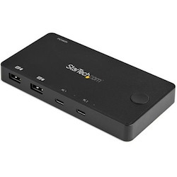 StarTech.com 2 Port USB C KVM Switch - 4K 60Hz HDMI - Compact UHD Desktop KVM Switch w/USB Type C Cables - Bus Powered MacBook ThinkPad