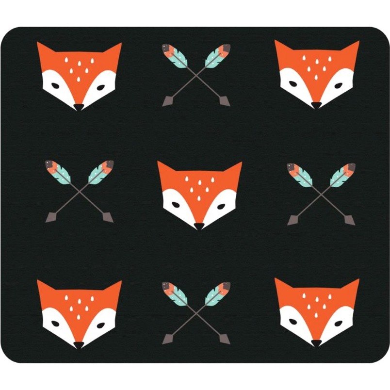 OTM Hipster Prints Black Mouse Pad, Mr. Fox