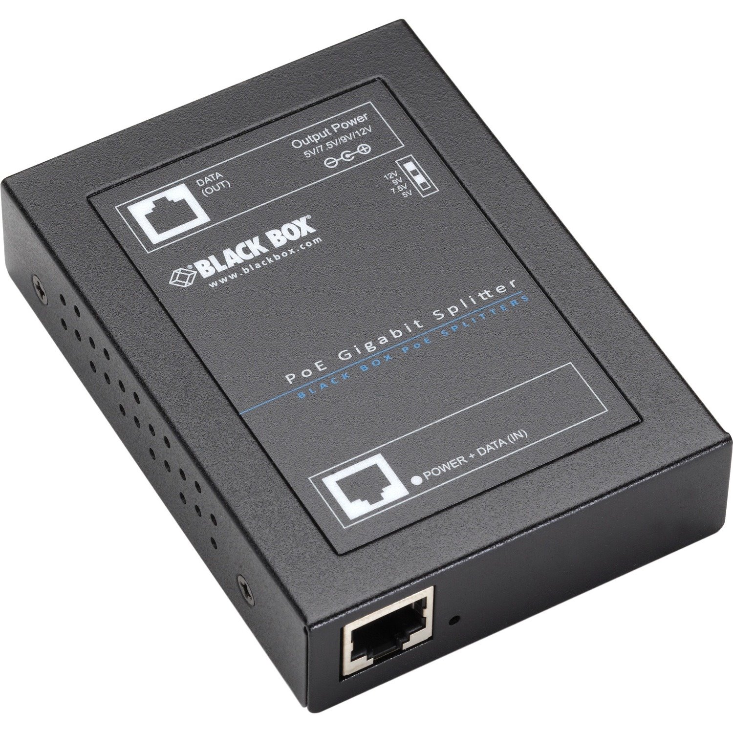 Black Box PoE+ Gigabit Splitter - 5-12-VDC, 6-Amp