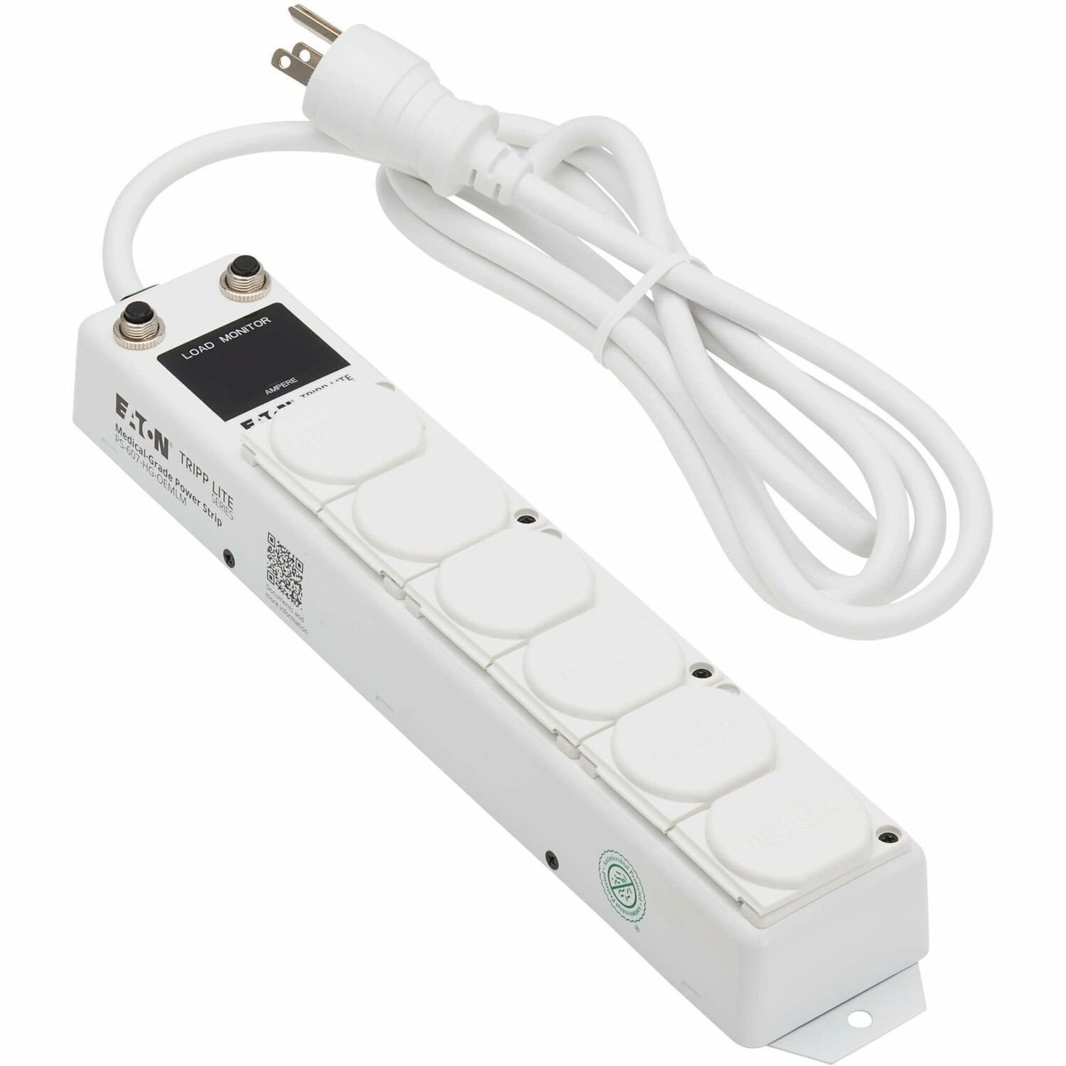 Eaton Tripp Lite Series Safe-IT UL 1363A Medical-Grade Power Strip for Patient Care Vicinities, 6 Hospital-Grade Outlets, Load Monitor, Safety Covers, Antimicrobial, 7 ft. (2.1 m) Cord