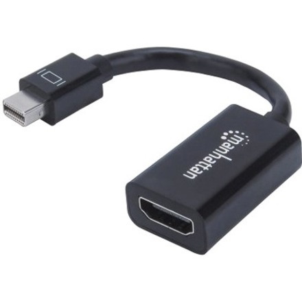 Manhattan Mini DisplayPort 1.2 to HDMI Adapter Cable, 1080p@60Hz, 12cm, Male to Female, Black, MDP2HDMI, Three Year Warranty, Polybag