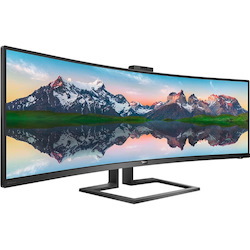 Philips Brilliance 499P9H 49" Class Webcam Dual Quad HD (DQHD) Curved Screen LCD Monitor - 32:9 - Textured Black