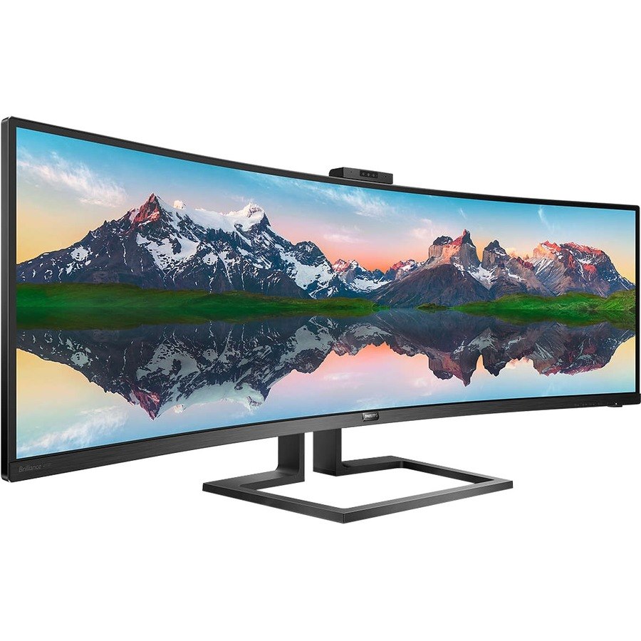 Philips Brilliance 499P9H 48.8" Webcam Dual Quad HD (DQHD) Curved Screen WLED LCD Monitor - 32:9 - Textured Black